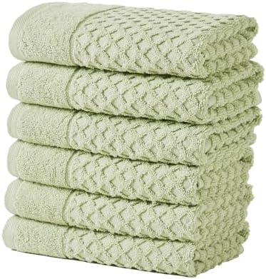 Great Bay Home Hand Towels - 100% Cotton 6 Pack 26x16 Hand Towel Set - Absorbent, Durable, Quick-Dry Towels for Bathroom (Pale Green)