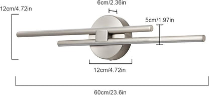 EDISLIVE Dimmable Modern LED Vanity Light Fixtures Bathroom Vanity Wall Lighting, 23.6 in Mirror Vanity Lighting Fixtures for Bathroom Bedroom Makeup Living Room, Nickel