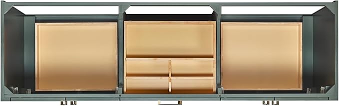 ARIEL Loren 72-inch Bathroom Vanity with Sink,Solid Wood, 1.5-inch Italian Carrara Marble Countertop, Double Rectangular Porcelain Sink, 4 Soft Closing Doors, 3 Dovetail Drawers, Vintage Green