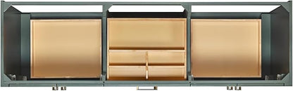 ARIEL Loren 72-inch Bathroom Vanity with Sink,Solid Wood, 1.5-inch Italian Carrara Marble Countertop, Double Rectangular Porcelain Sink, 4 Soft Closing Doors, 3 Dovetail Drawers, Vintage Green