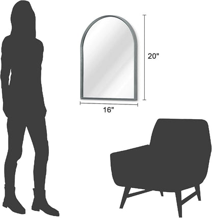 Arch Wall-Mounted Mirror Aluminum Alloy Frame Bathroom Wall Mirror for Vanity Living Room, Bedroom Entryway Room Home Decor 20"x16"
