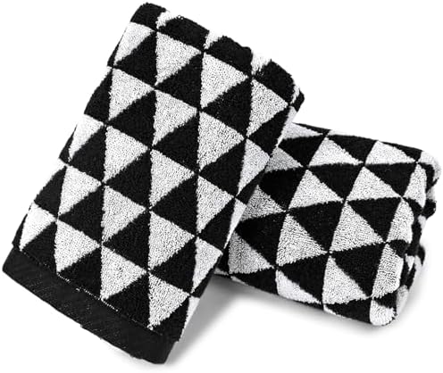 Jacquotha Black Hand Towels for Bathroom & Kitchen (Geometric Triangle)