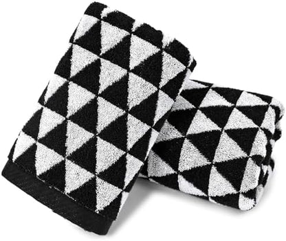 Jacquotha Black Hand Towels for Bathroom & Kitchen (Geometric Triangle)