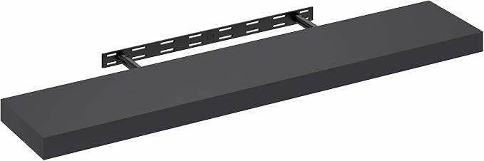 Furinno Tanna Floating Shelves for Wall, 9 x 47 Wall Shelf, Single Set Wall Mounted Floating Shelf with Invisible Bracket, 2-Inch Thick, for Bathroom, Living Room, Bedroom, Home Office, Americano
