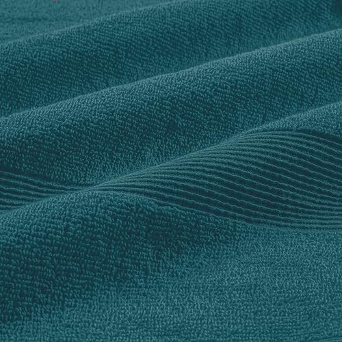 Belizzi Home 8 Piece Towel Set 100% Ring Spun Cotton, 2 Bath Towels 27x54, 2 Hand Towels 16x28 and 4 Washcloths 13x13 - Ultra Soft Highly Absorbent Machine Washable Hotel Spa Quality - Teal