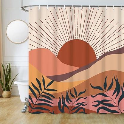 Boho Terracotta Shower Curtain for Bathroom 72x78 Inch