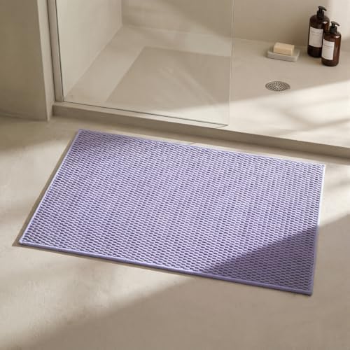 Triohero Bathroom Rugs Non Slip Washable, Super Absorbent Thin Bath Mat Small Quick Dry Low Pile Bathroom Rug, Lavender 20"x30"