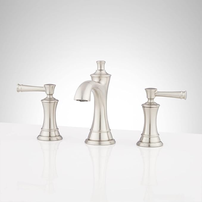 Signature Hardware 480488 Beasley 1.2 GPM Widespread Bathroom Faucet with Pop-Up Drain Assembly | Includes - Pop-Up Drain Assembly - Brushed Nickel