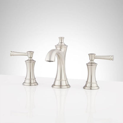 Signature Hardware 480488 Beasley 1.2 GPM Widespread Bathroom Faucet with Pop-Up Drain Assembly | Includes - Pop-Up Drain Assembly - Brushed Nickel