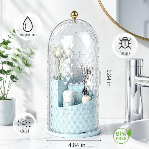 Toothbrush Holder with Cover for Bathroom Countertop, Organizer, Blue