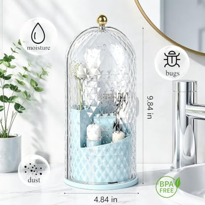 Toothbrush Holder with Cover for Bathroom Countertop, Organizer, Blue