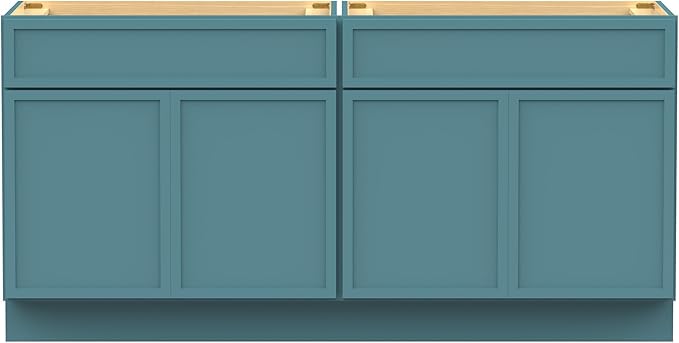 Vanity Art 66 Inch Bathroom Vanity Base Cabinet Double Sink Top (Without Sink), Soft Closing Door, Storage Unassembled Cabinet, Green, 2ea 33 Inch Cabinet Combo
