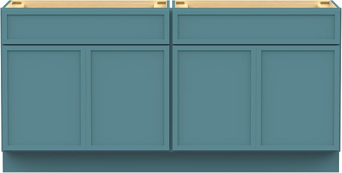 66 Inch Bathroom Vanity Base Only, Double Vanity Cabinet with Soft Closing Door, 2ea 33 inch Cabinet, Without Top,Green