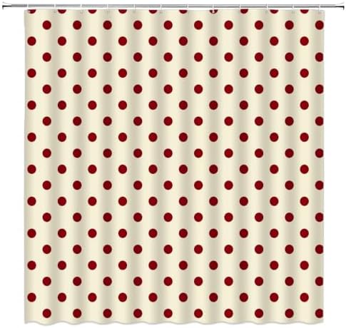 Polka Dot Christmas Shower Curtain Bathroom Decor with Hooks,70"Wx78"H