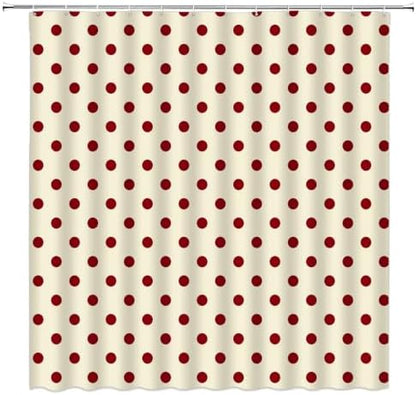 Polka Dot Christmas Shower Curtain Bathroom Decor with Hooks,70"Wx78"H