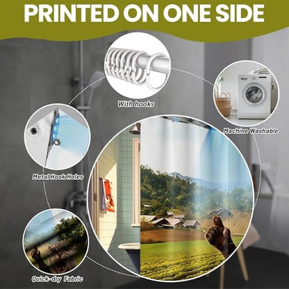 Extra Long 108x72 Inchs Shower Curtain Extra Tall Funny Otter XL Fun UFO Shower Curtains for Large Bathroom Decor Sets, Waterproof Cloth Fabric with Hooks