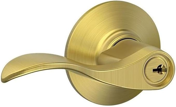 SCHLAGE Accent Lever Keyed Entry Lock in Satin Brass - F51A ACC 608