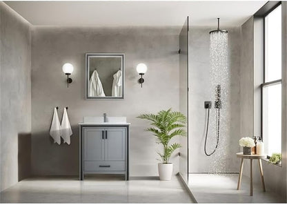 Ziva 30 in W x 22 in D Dark Grey Bath Vanity and Cultured Marble Top