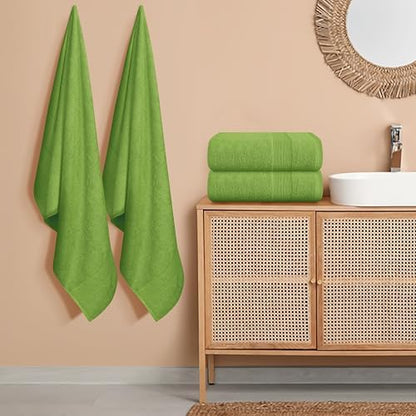 Belizzi Home 4 Pack Bath Towel Set 27x54, 100% Ring Spun Cotton, Ultra Soft Highly Absorbent Machine Washable Hotel Spa Quality Bath Towels for Bathroom, 4 Bath Towels - Green