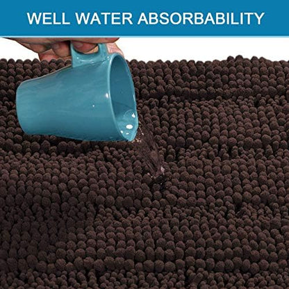 H.VERSAILTEX Bathroom Rugs Bath Rug Set 2 Piece Bathroom Contour Rug Toilet Mat Sets Non Slip Contour Bath Rug Ultra Thick Water Absorbent Striped Bath Mats(36" x 24" Plus 20" x 24" U, Chocolate)