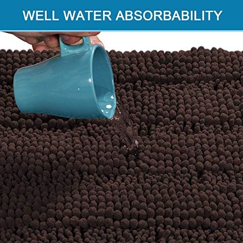 H.VERSAILTEX 2 Piece Bathroom Set - Super Absorbent Chenille Striped Bath Mats - Non Skid, Machine Washable - Chocolate, 24 x 36 Plus 20 x 32 Inches
