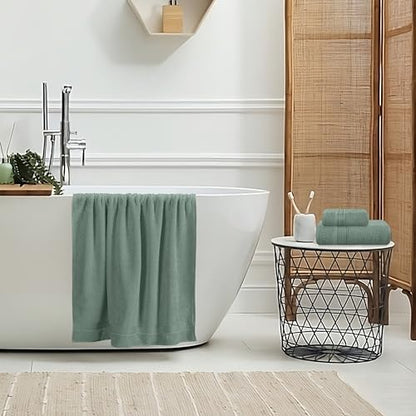 Belizzi Home Ultra Soft 3 Pack Cotton Towel Set, Contains a Bath Towel 28x55 inch, a Hand Towel 16x24 inch & a Wash Coth 12x12 inch, Ideal Everyday use, Compact & Lightweight - Jade