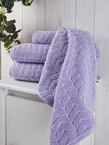 BAGNO MILANO Turkish Cotton Bath Towels, Hand Towels - Soft Plush Jacquard Collection Luxury Towels Set (Lilac, Bath Towel Set of 2)