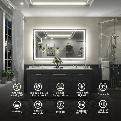 68x40 Inch LED Lighted Mirror for Bathroom