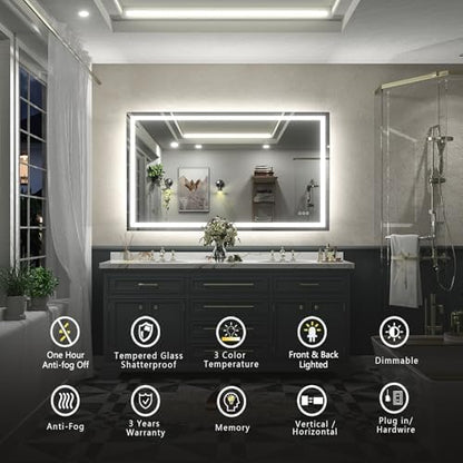 68x40 Inch LED Lighted Mirror for Bathroom