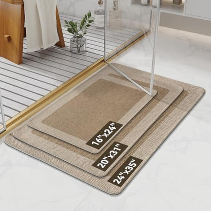 YDKGL Bath Mats for Bathroom, Non Slip Thin Bathroom Rugs, Brown 16x24