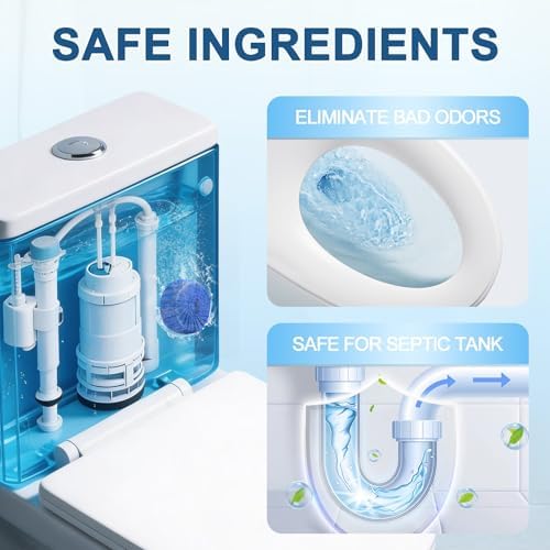 Msvvko Toilet Bowl Cleaners, Automatic Toilet Bowl Cleaner Tablets Blue Gel Powerful Clean, Septic Safe Toilet Tank Cleaner, Bathroom Deodorizer & Prevent Stain, Fresh Scent-10 PACKS