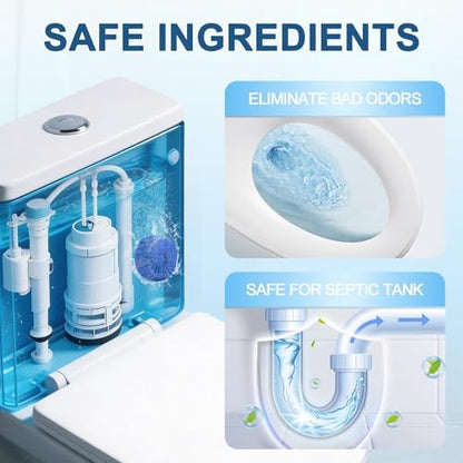 Msvvko Toilet Bowl Cleaners, Automatic Toilet Bowl Cleaner Tablets Blue Gel Powerful Clean, Septic Safe Toilet Tank Cleaner, Bathroom Deodorizer & Prevent Stain, Fresh Scent-10 PACKS