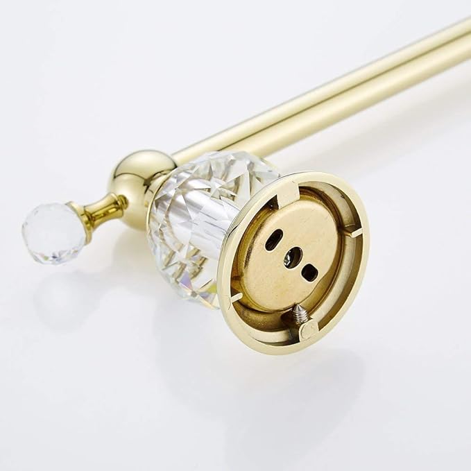 WINCASE Gold Bathroom Accessories, Adjustable Crystal Towel Bar Set, Golden Hardware Set Hand Towel Ring Racks Paper Holder Hook Wall Mounted