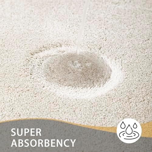 MINIDEAR Toilet Rugs 24x20 - U Shaped Beige Thick Memory Foam Contour Rugs,Ultra Soft & Plush Fluffy, Non-Slip, Quick Dry, Absorbent Washable Floor Microfiber Mat for Home Decor Accessories