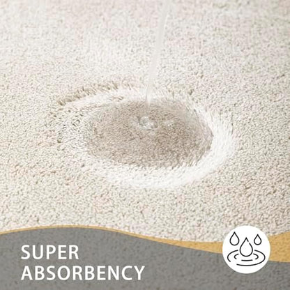 MINIDEAR Toilet Rugs 24x20 - U Shaped Beige Thick Memory Foam Contour Rugs,Ultra Soft & Plush Fluffy, Non-Slip, Quick Dry, Absorbent Washable Floor Microfiber Mat for Home Decor Accessories
