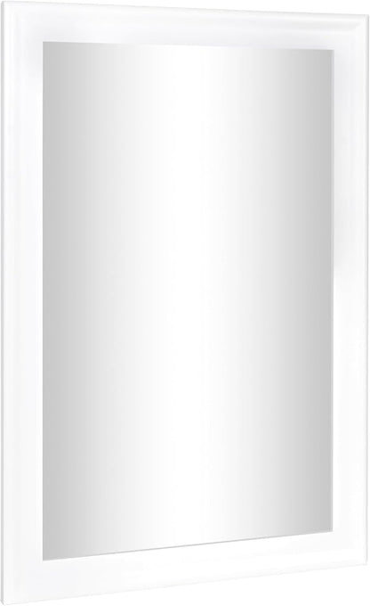 White Wall Mirror for Bathroom,Rectangle Rustic 24 x 36 inch Vanity Mirrors | Hanging Mirror with Wood Grain Pattern for Living Room,Bedroom,Entryway (24x36 inch, White)