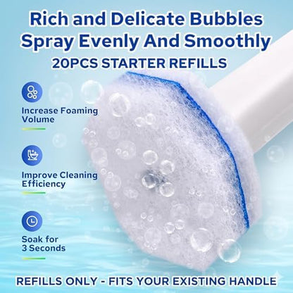 20pcs Disposable Toilet Brush Refills, Replacement Scrubber Heads