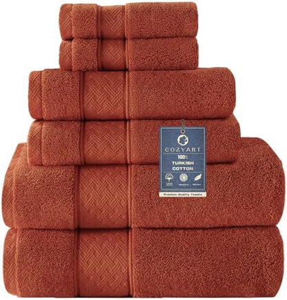 COZYART Bath Towel Set 6 PCS, Luxury 100% Turkish Cotton 650GSM Ultra Soft