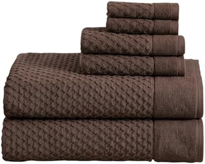 Great Bay Home Bath Towels - 100% Cotton 6 Piece Bath Sheet Set - Diamond Waffle Weave - Absorbent, Durable, Quick-Dry Towels for Bathroom (Chocolate)