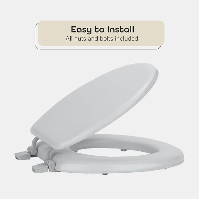 Soft Standard Vinyl Toilet Seat, Silver, 17 in