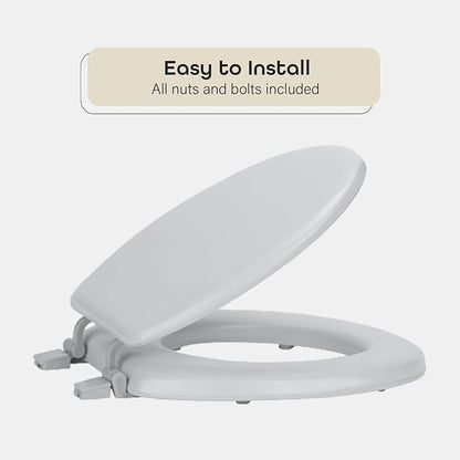 Soft Standard Vinyl Toilet Seat, Silver, 17 in