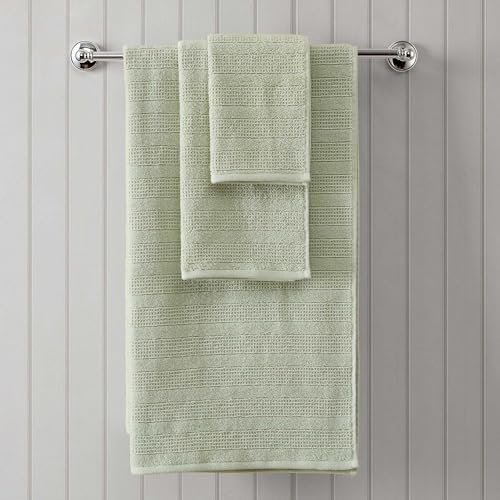 Martha Stewart - Bath Towels, Soft & Absorbent 100% Cotton Towels, Solid 500 GSM, 6-Piece Bathroom Towel Set with Textured Weave (Bedford Cottage Green)