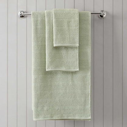 Martha Stewart - Bath Towels, Soft & Absorbent 100% Cotton Towels, Solid 500 GSM, 6-Piece Bathroom Towel Set with Textured Weave (Bedford Cottage Green)