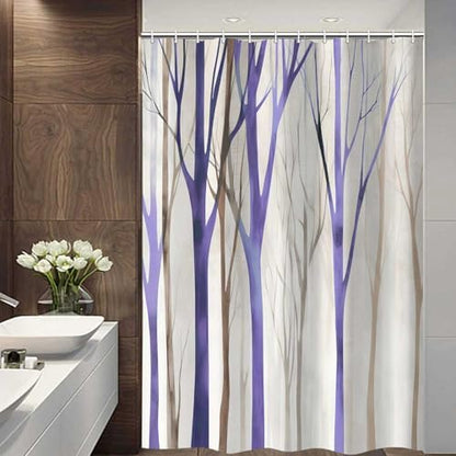 Birch Forest Abstract Shower Curtain Farmhouse Bathroom Decor 72X84 Inch