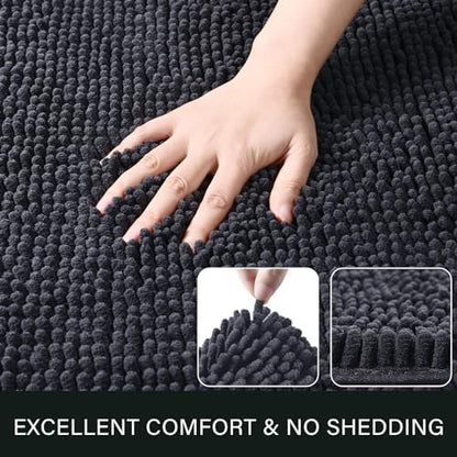 LOCHAS Luxury Bathroom Rug Shaggy Bath Mat 24 x 48 Inch, Dark Grey