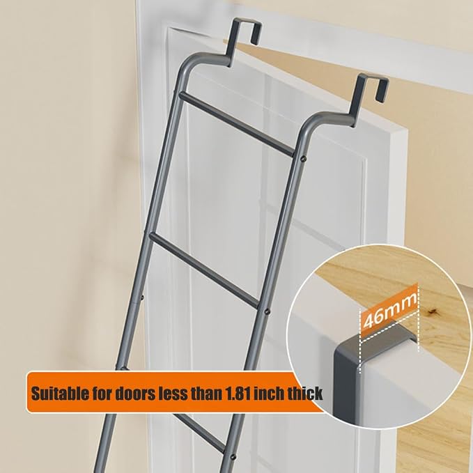 Over The Door Bathroom Hanging Organizer Shelf， Towel Rack for Bathroom, 4 Tier Towel Hanger for Glass Shower Wall or Shower Door (Frameless or Frame to 2") Stylish,Gray