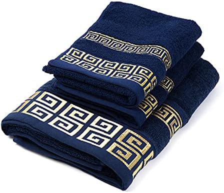100% Cotton Highly Absorbent Embroidered Towels 3-Piece Towel Set Hotel Bath Towel, 1 Bath Towels, 2 Hand Towels Extra Thick Beach Bath Towels