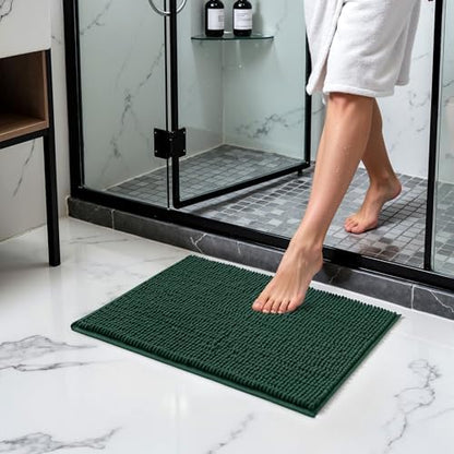 SUBRTEX Bathroom Rugs Chenille Bath Rug Soft Short Plush Bath Mat Soft Shower Mat Water Absorbent Shower Mat Quick Dry Machine Washable(Celadon,18" x 24")