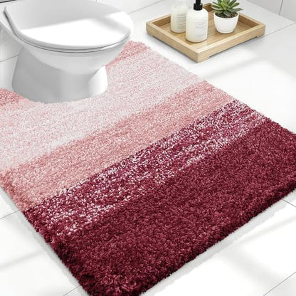 OLANLY Luxury Toilet Rugs U-Shaped 24x20, Soft Absorbent Microfiber Mat