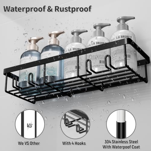 Liuoud Shower Caddy 5 Pack XL-Size Adhesive Stainless Steel Organizer